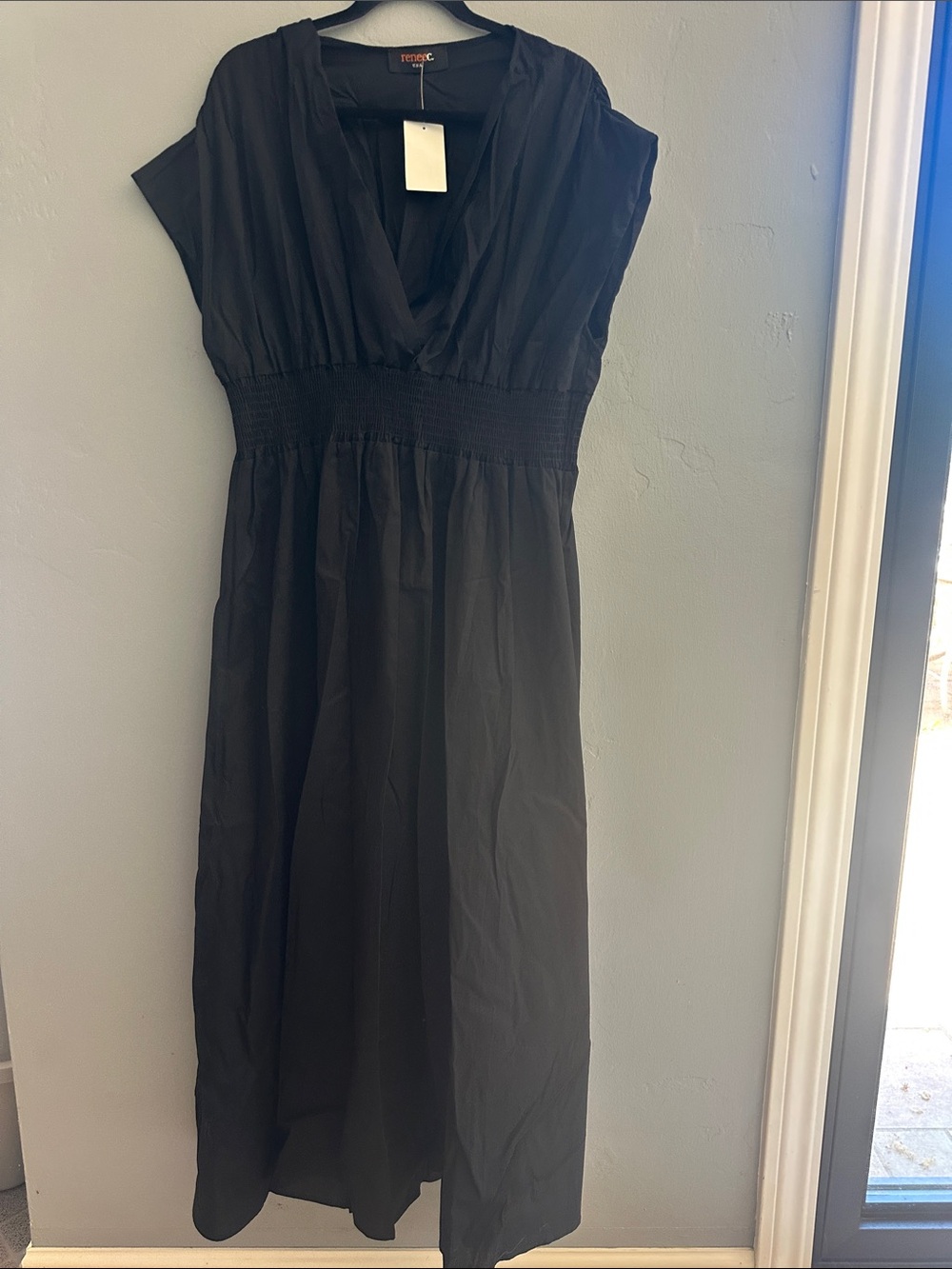 Black V-Neck Midi Dress